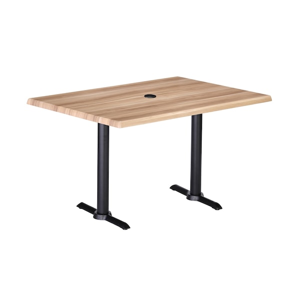 Holland Bar Stool Co Two 36" Tall OD211EB Black Table Bases a 22" a 30"x48" Natural Top Umbrella Hole OD211EB-36BWOD3048NatU - main